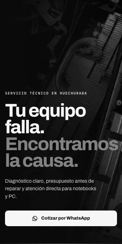Vista en celular de la página web de Doki Hardware